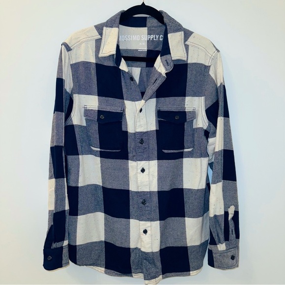 Mossimo Supply Co. Men's Blue Plaid Thick Speckled Flannel Shirt - Picture 1 of 9